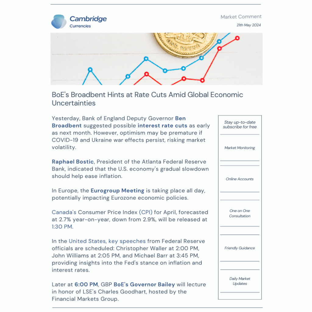 BoE Deputy Governor Broadbent Signals Rate Cuts